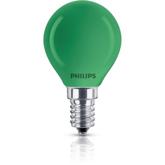 Лампа накаливания Philips Р-45 Е27 15W зеленая