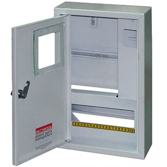 Шкаф распределительный e.mbox.stand.n.f1.10.z.e металлический, под 1-ф. электронный счетчик, 10 мод., навесной, с замком