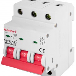 Автоматический выключатель e.mcb.stand.45.3.C4, 3p, 4А, C, 4,5 кА