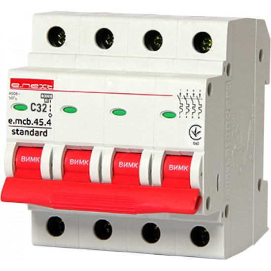 Автоматический выключатель e.mcb.stand.45.4.C32, 4р, 32А, C, 4,5 кА