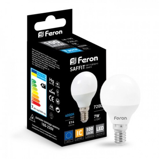 Светодиодная лампа Feron LВ-195 7W Р45 Е14 720Lm 4000K