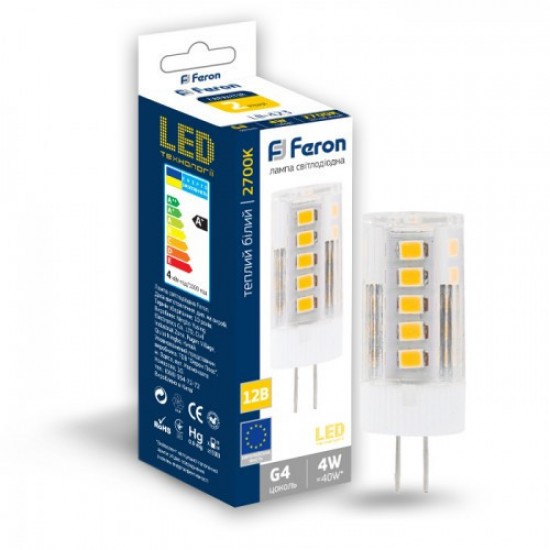 Светодиодная лампа Feron LB-423 AC/DC12V 4W 33leds G4 2700K