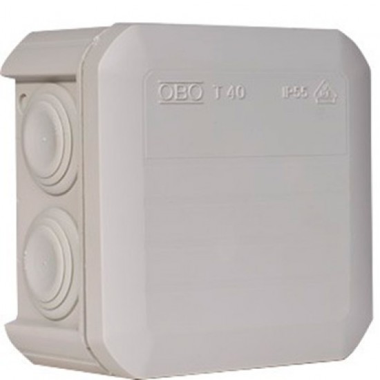 Коробка распределительная Obo Bettermann T40, 90х90х52, IP55, светло серая, с кабельными вводами